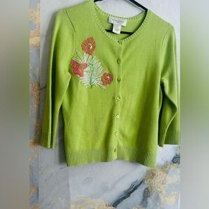Susan Bristol Lime Green Floral Cardigan